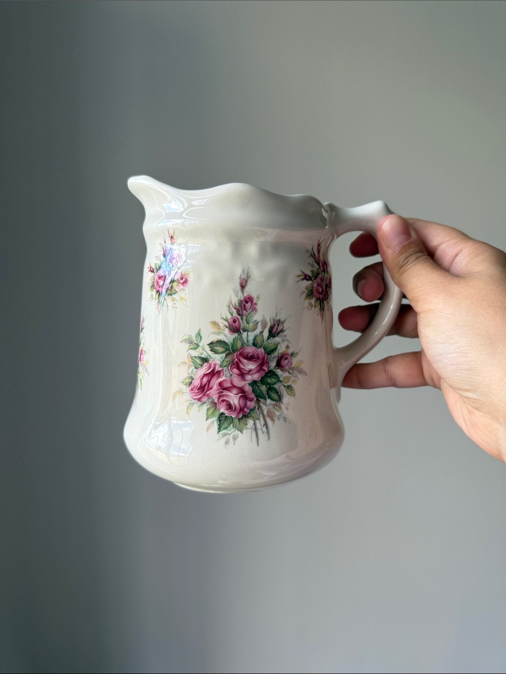 Beautiful Ironstone pink roses vase/pitcher.